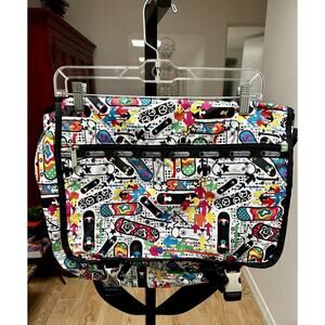 Vintage LeSportsac Messenger Laptop Bag & Accessory Bag With Skateboard Print